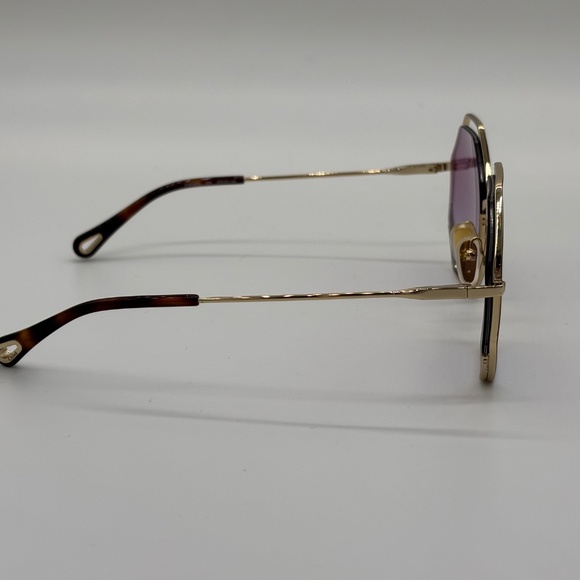 Chloé Eyewear Havana Gold Hexagon Frame Sunglasses NWT 👜 - Picture 4 of 10